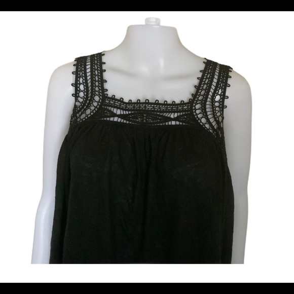 GAP Linen Scoop Neck Tank/Top With Crochet Trim Detailing Black Size XS - Picture 5 of 12